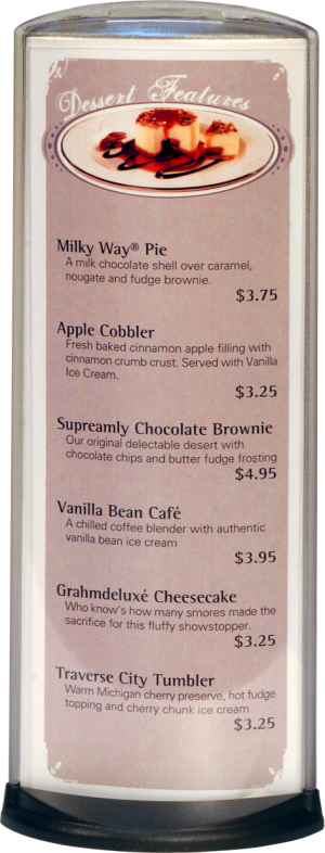 Podia Vertical Display - Dessert Features