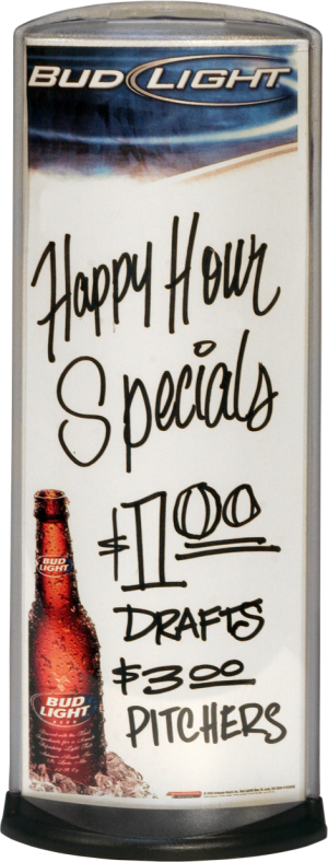 Podia Vertical Display - Happy Hour Specials