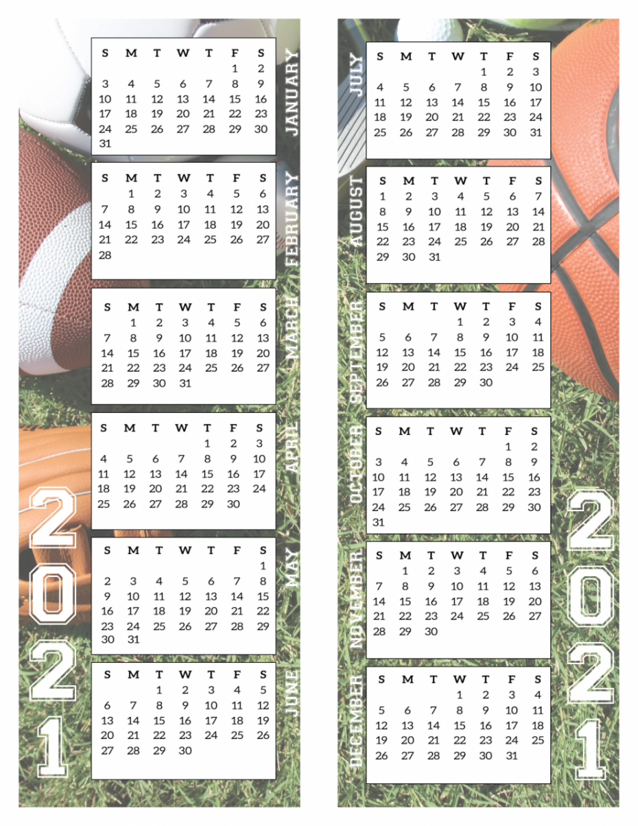 2021 Calendar Insert - Sports Theme