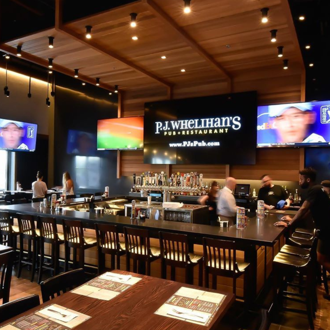 Podia Displays being used in a restaurant and bar setting